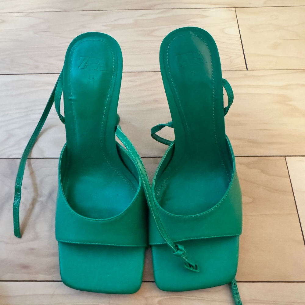 Zara Emerald Green Strappy Heels